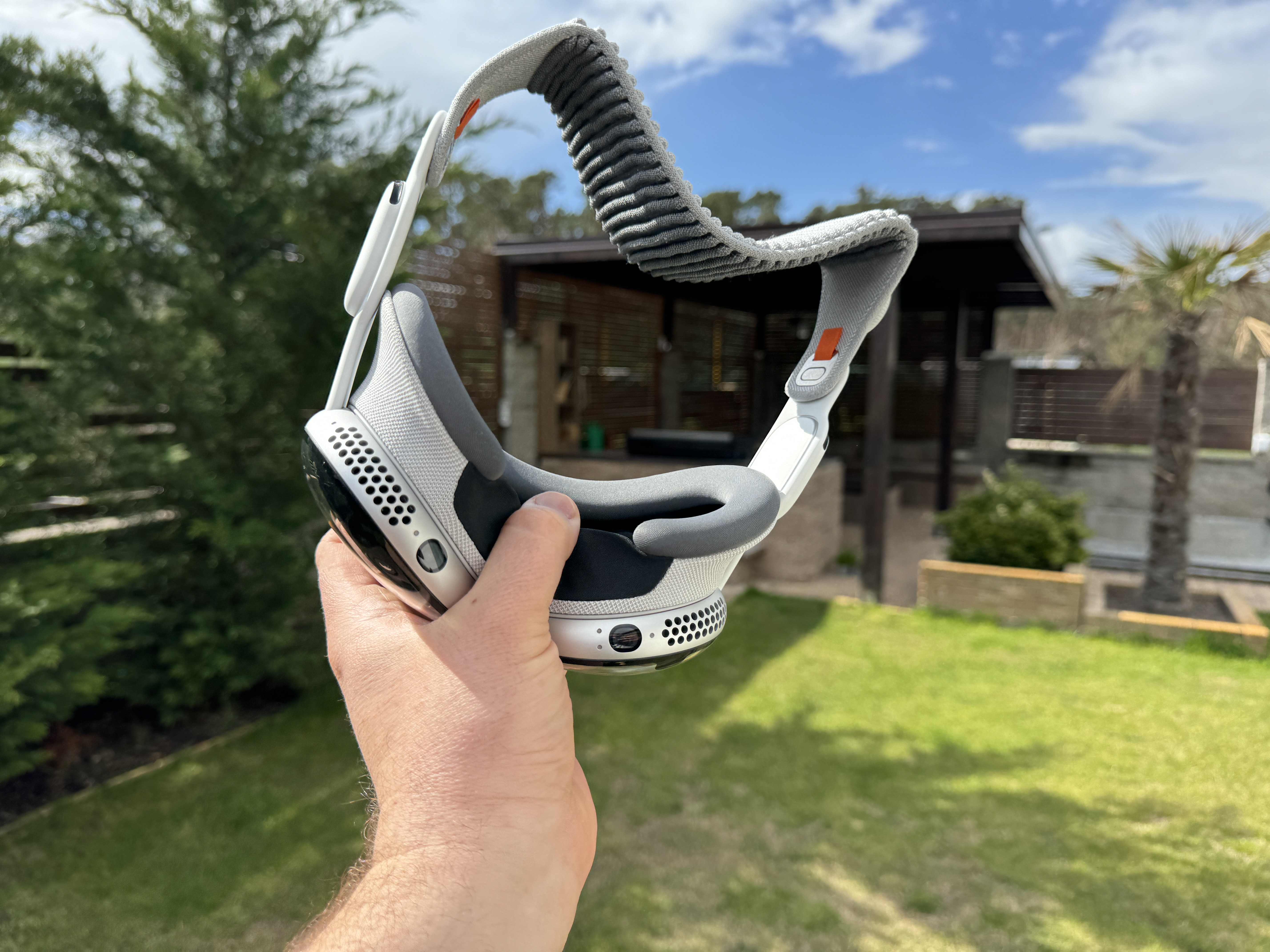 vr headset in garden