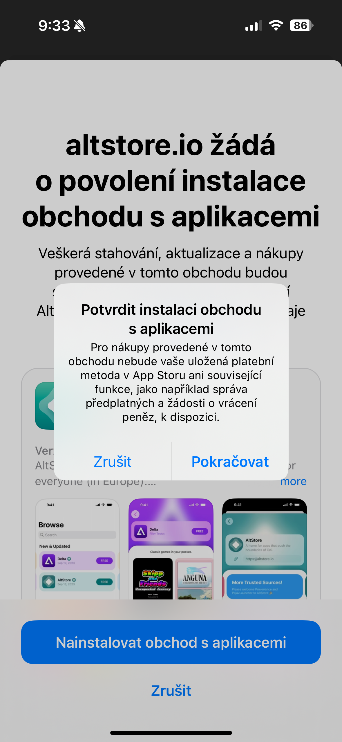 altstore installation confirmation