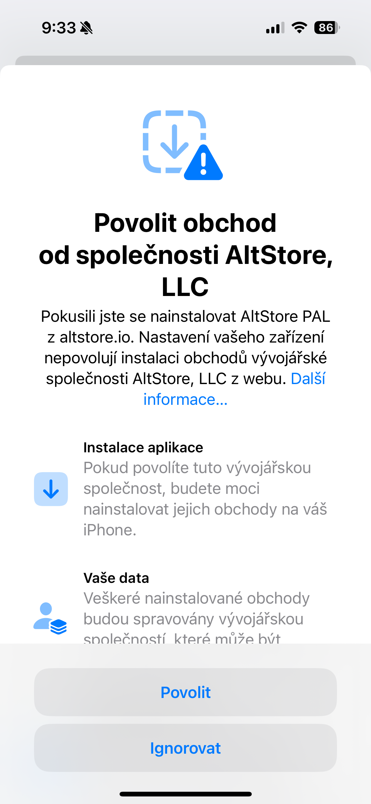 altstore installation permission