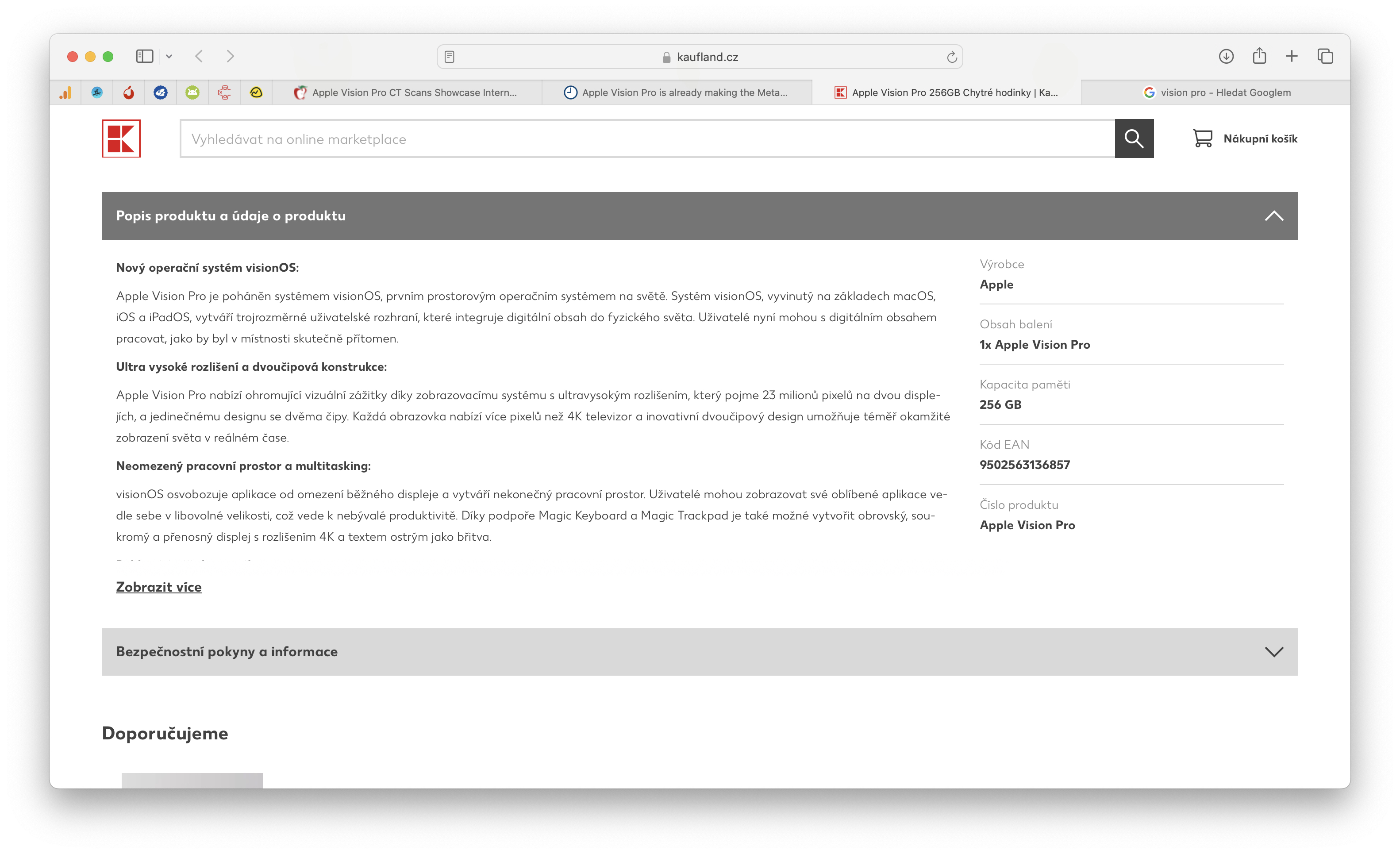 apple vision pro product details