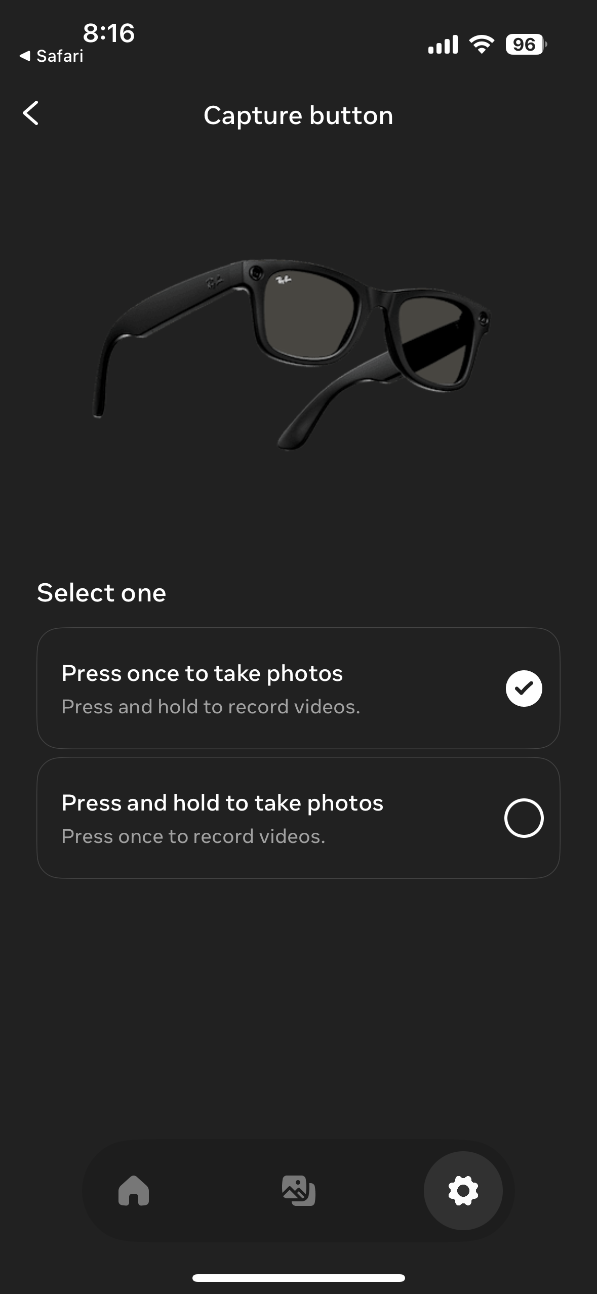 capture button settings