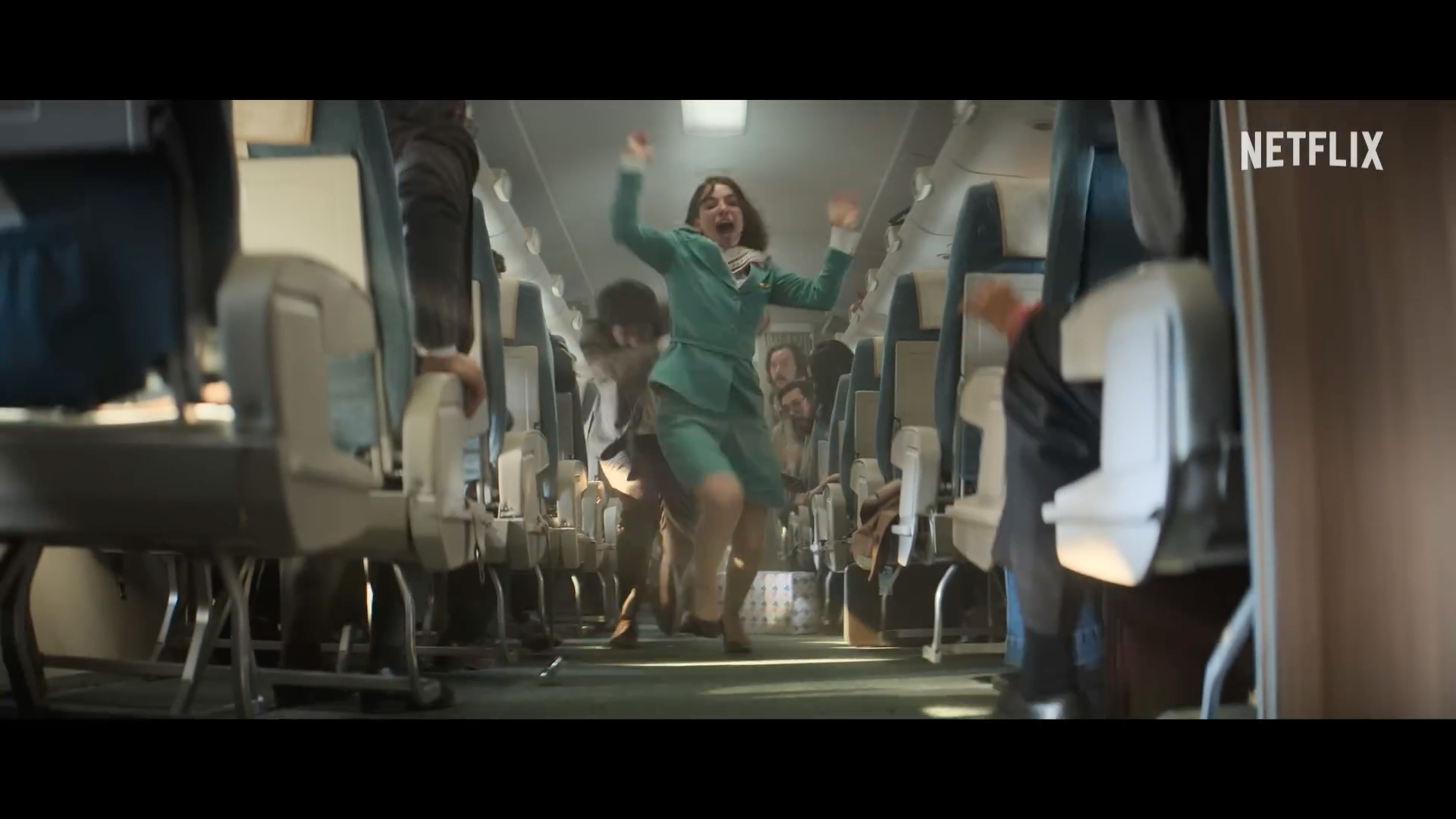 chaotic airplane scene netflix