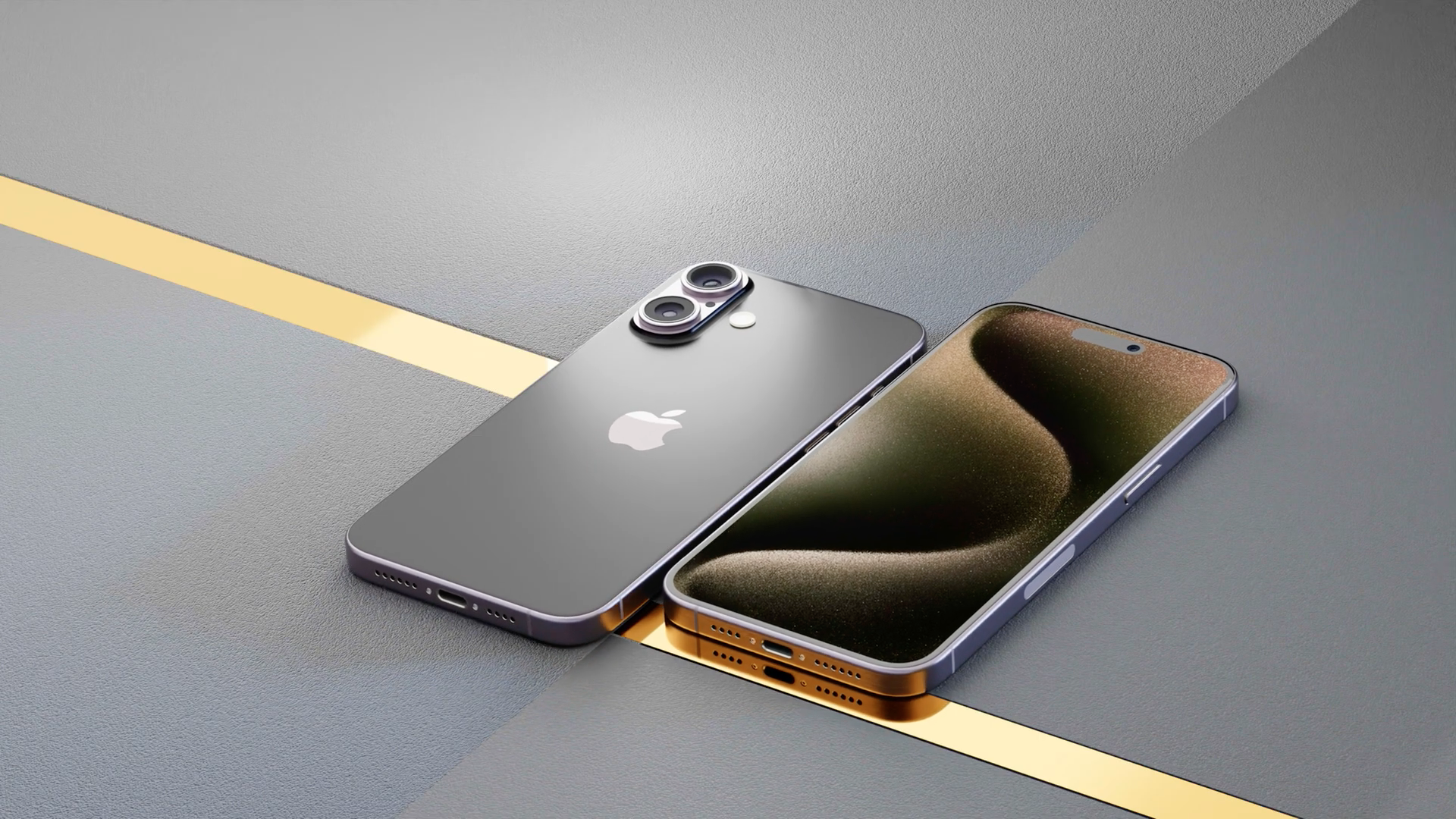 dual iphone on gold line