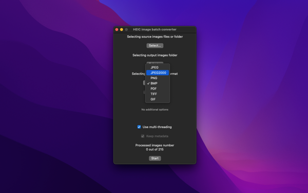 heic converter output options