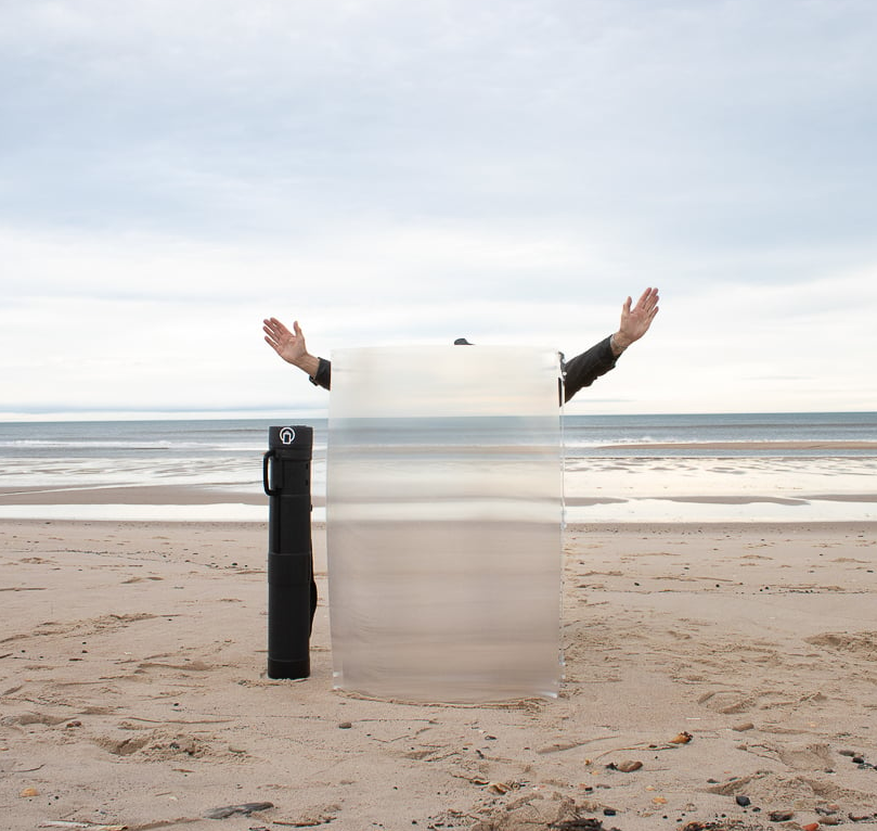 invisibility shield demo on beach