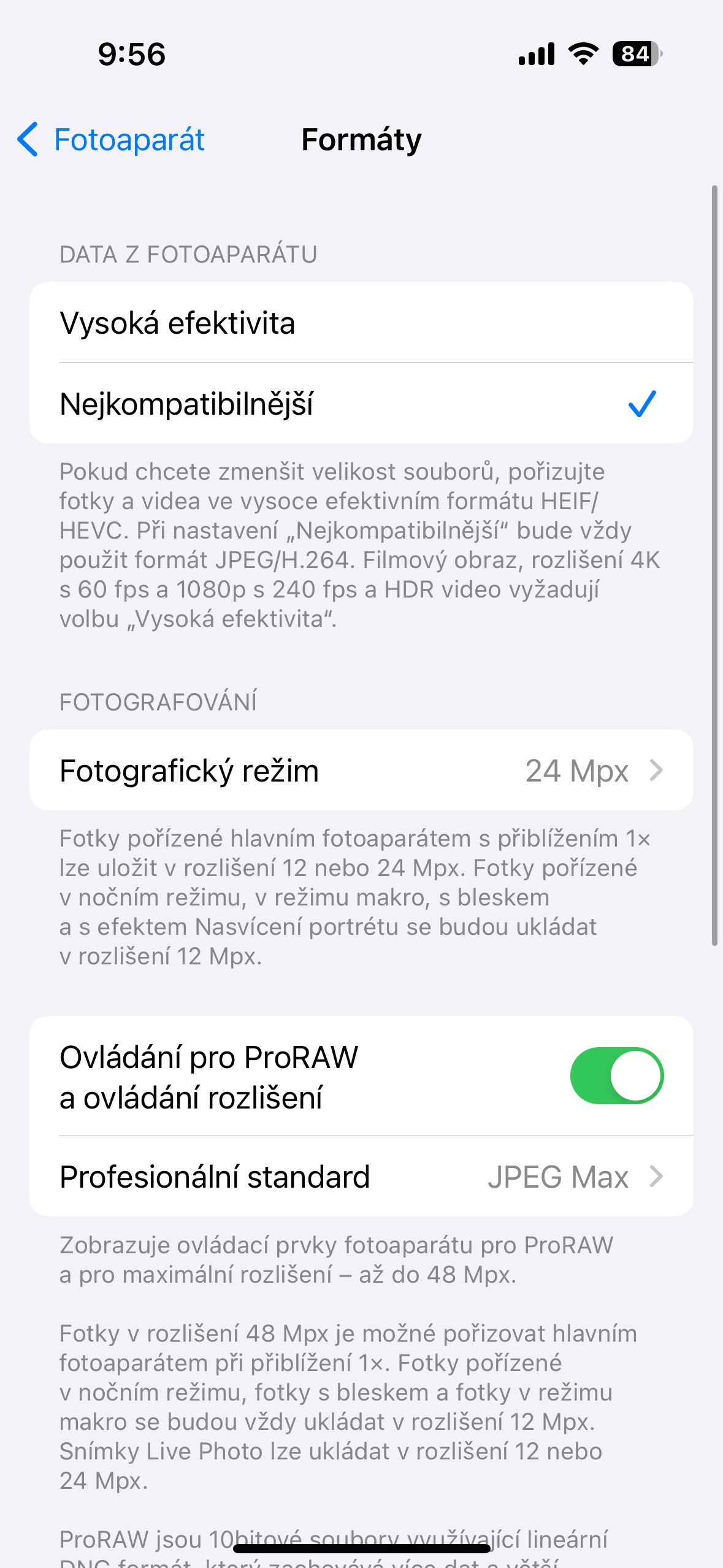 iphone efficiency settings