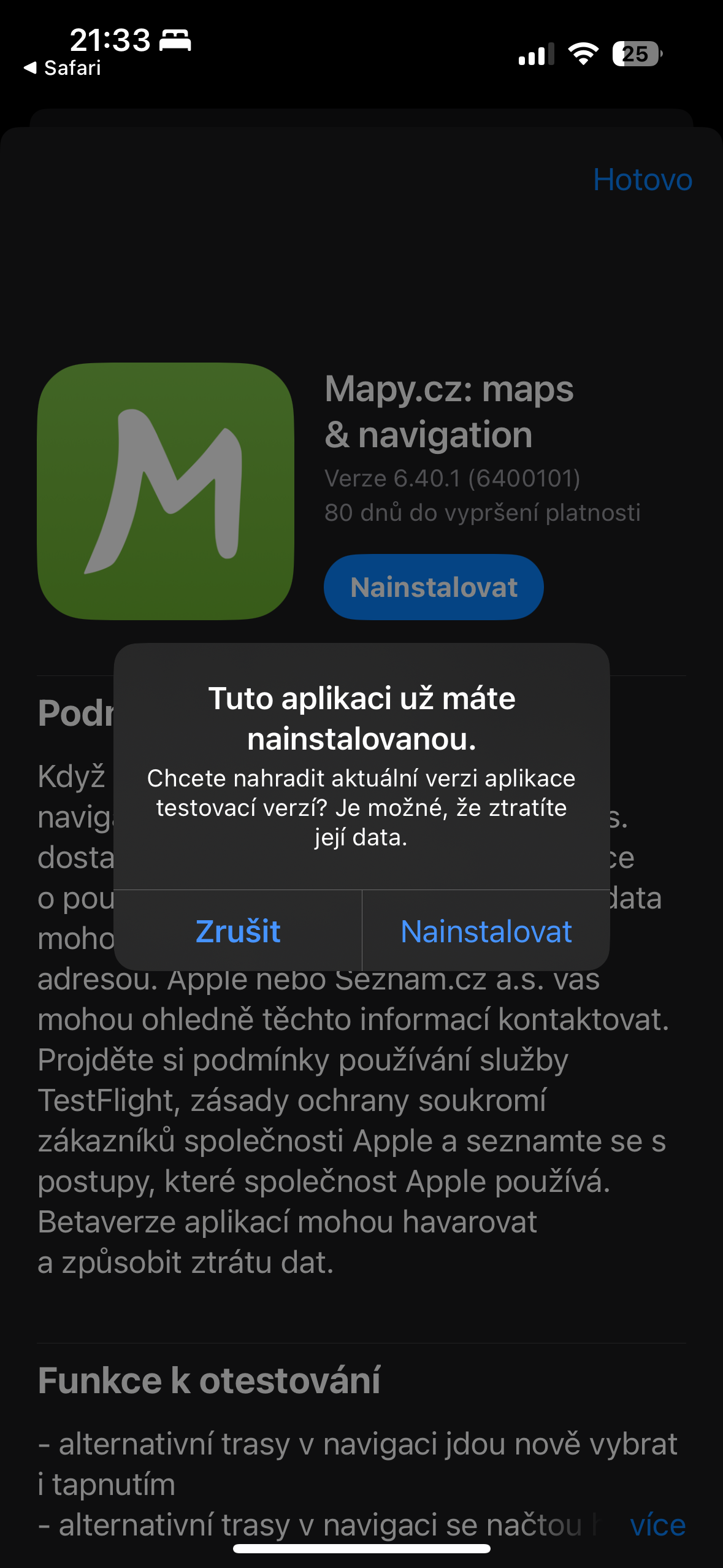 mapy cz app already installed