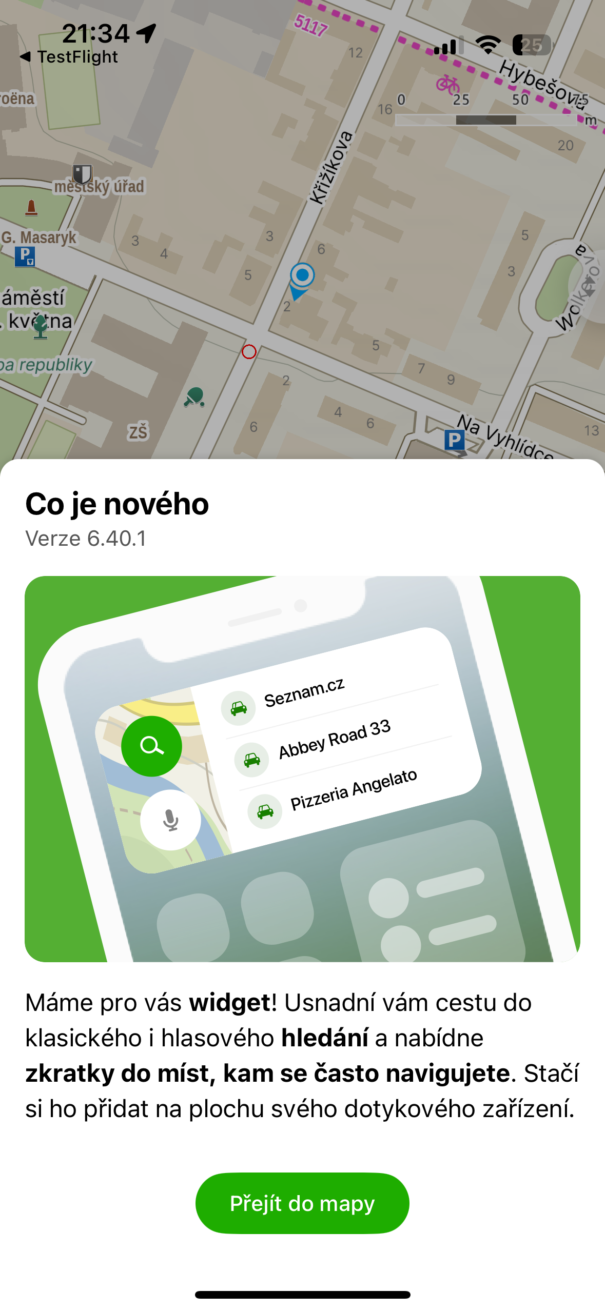 mapy cz widget update