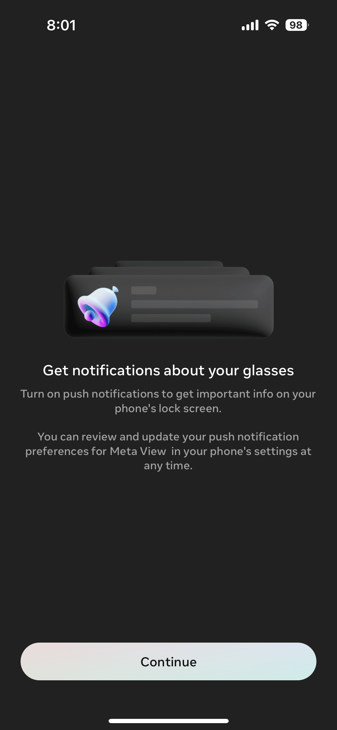 notifications about glasses