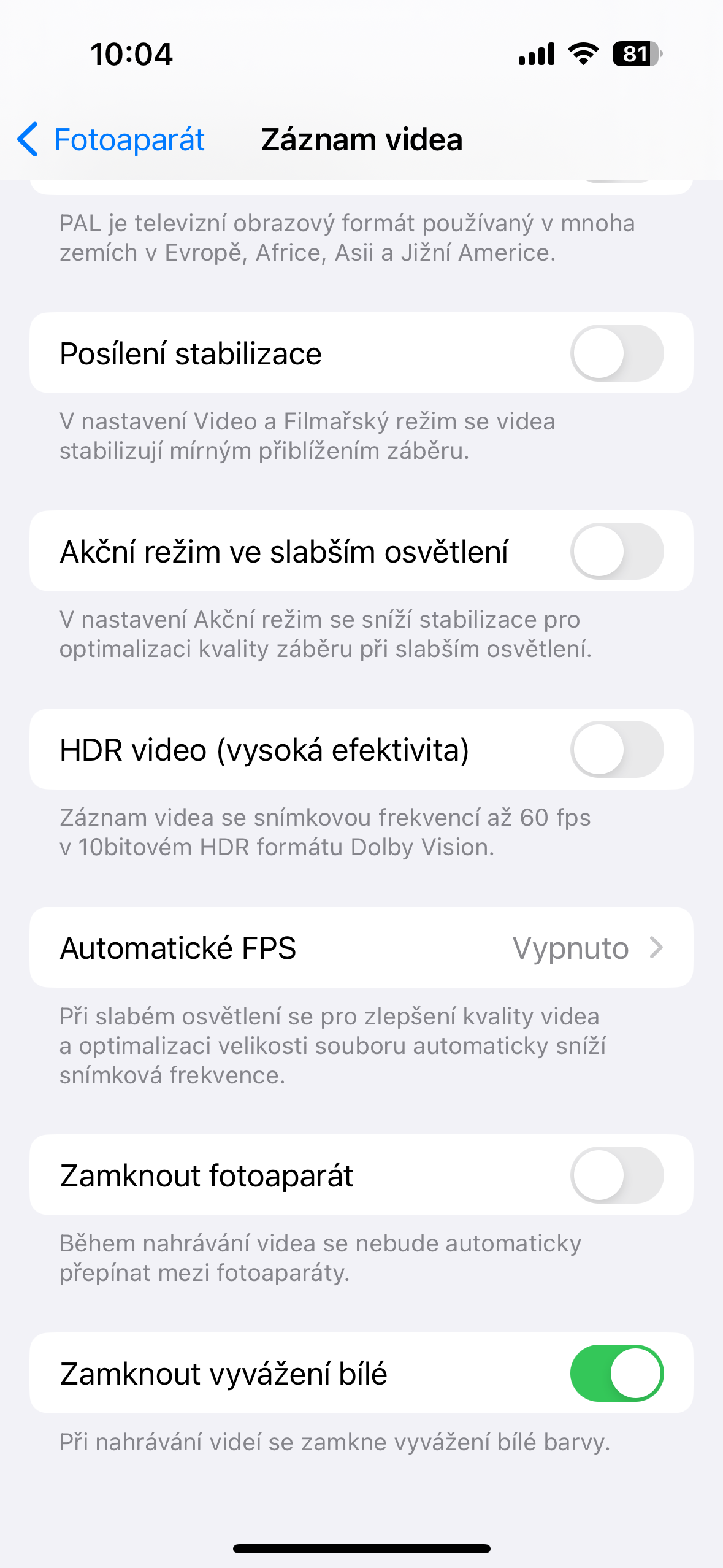 phone camera settings
