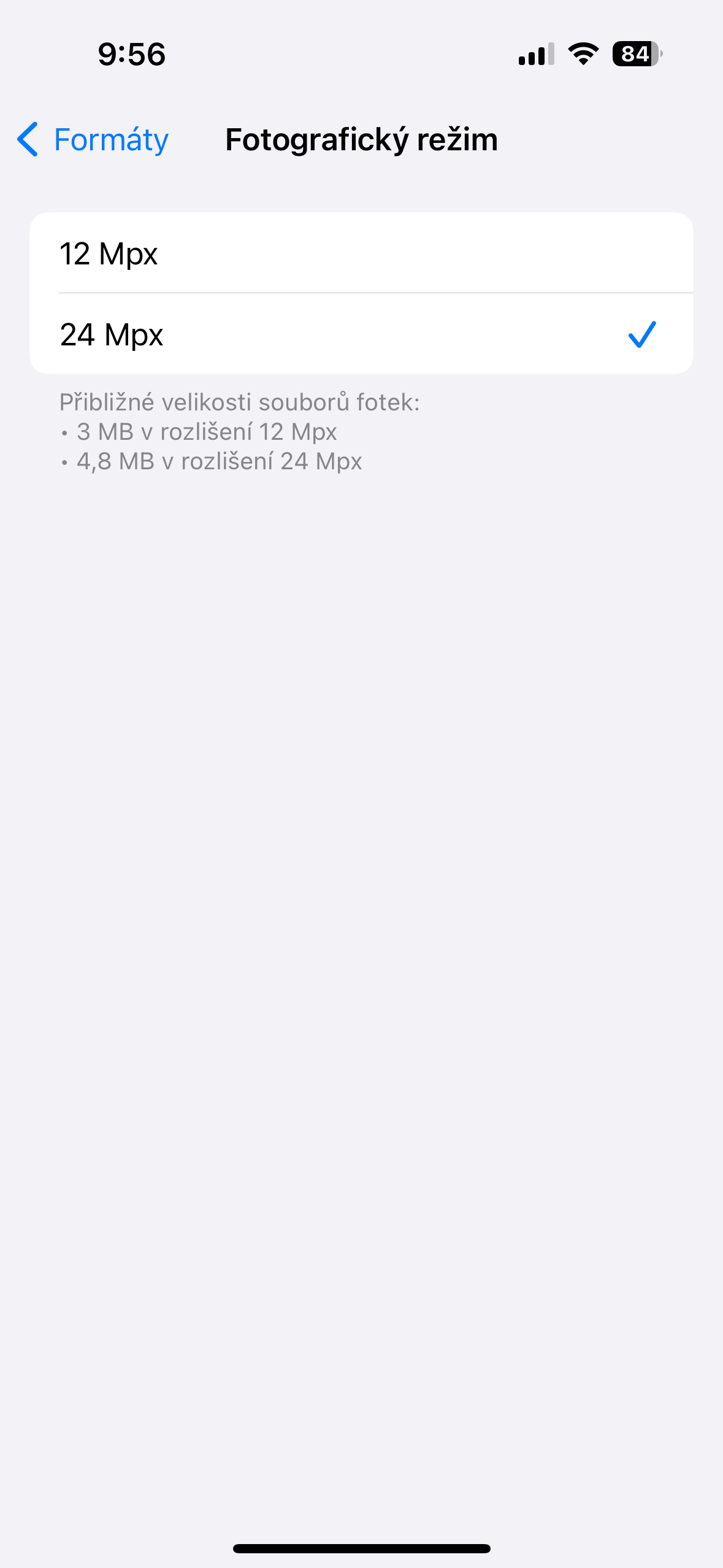 photo resolution settings