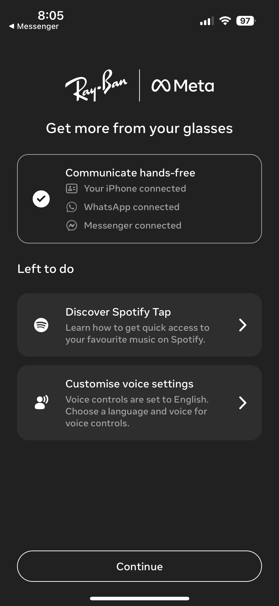 ray ban meta glasses settings
