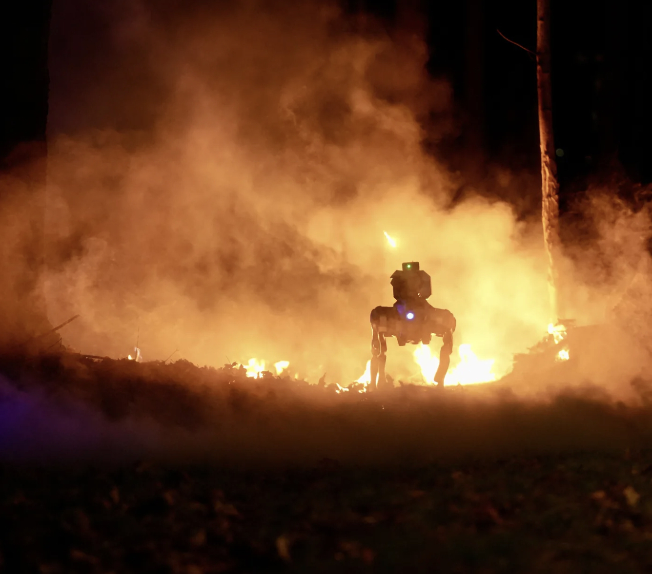 robot dog fire smoke