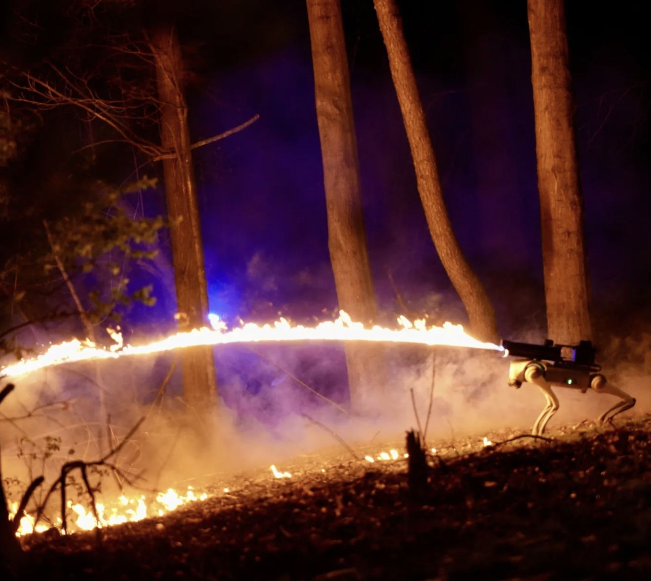 robot dog flamethrower action
