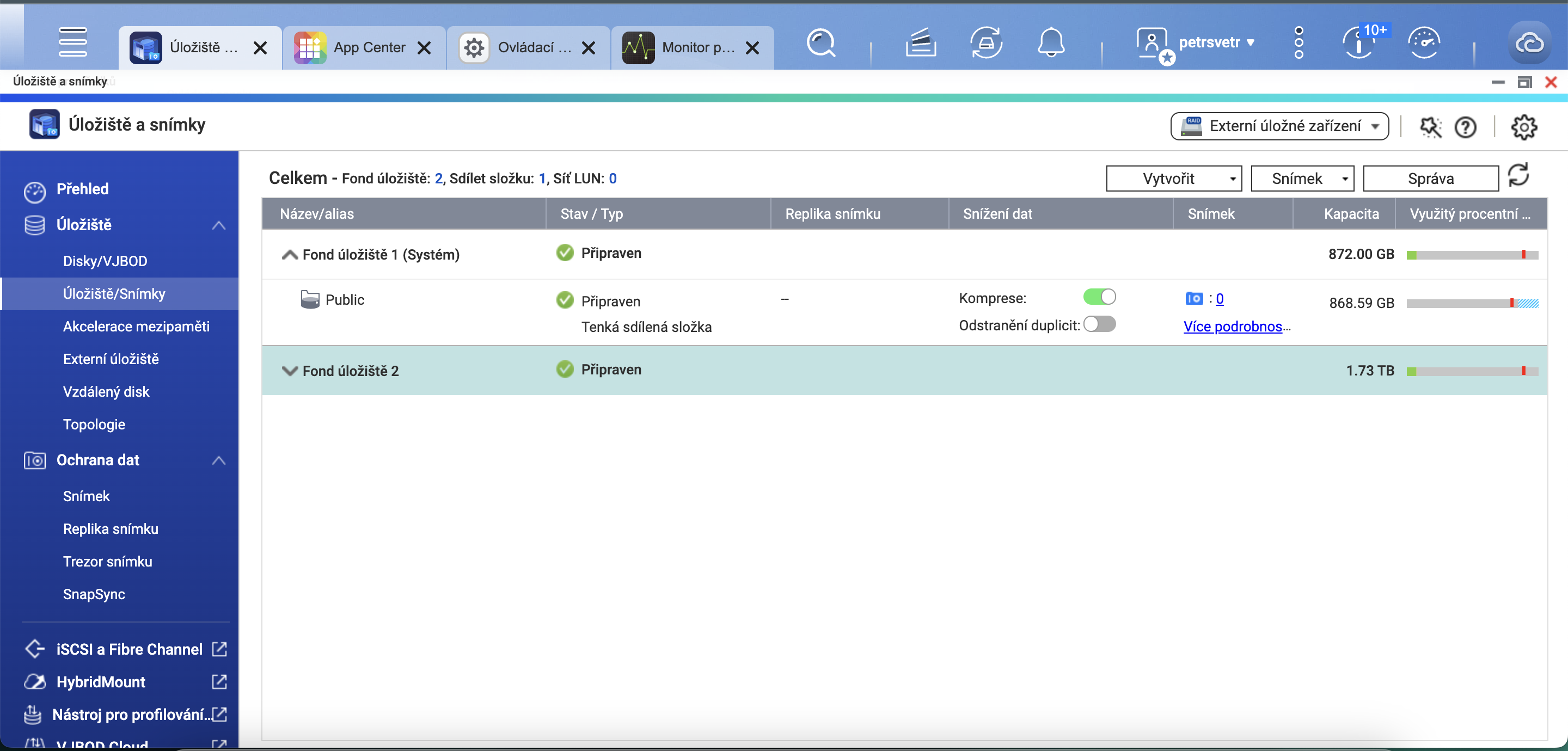 storage overview interface