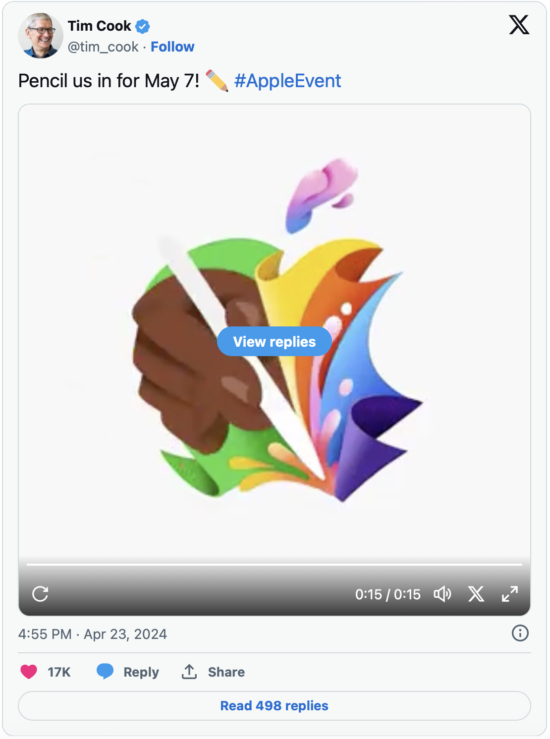 tweet apple event announcement