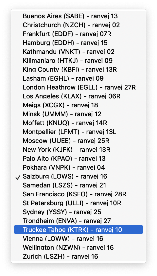 airport runway list