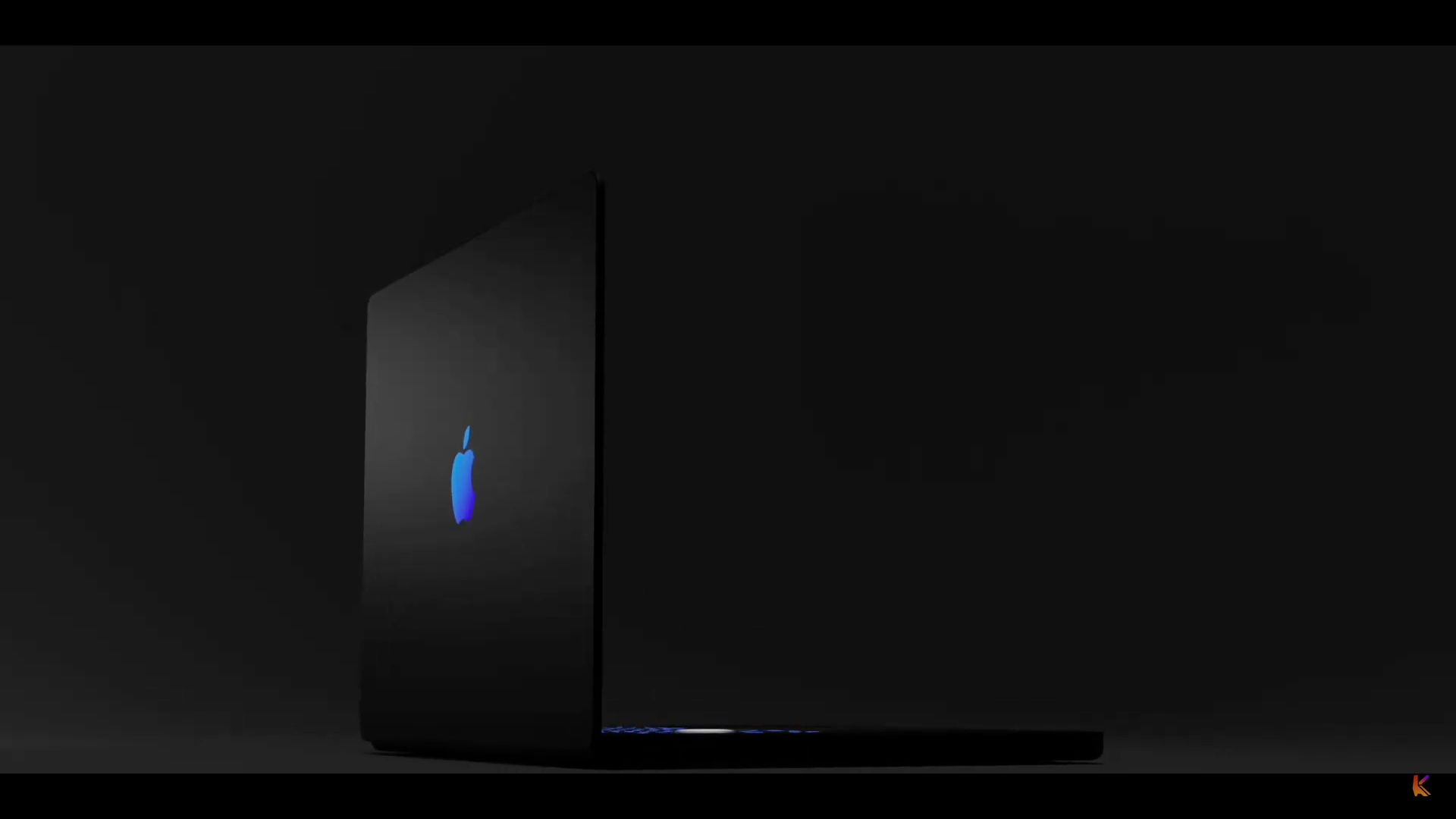 black laptop with glowing logo