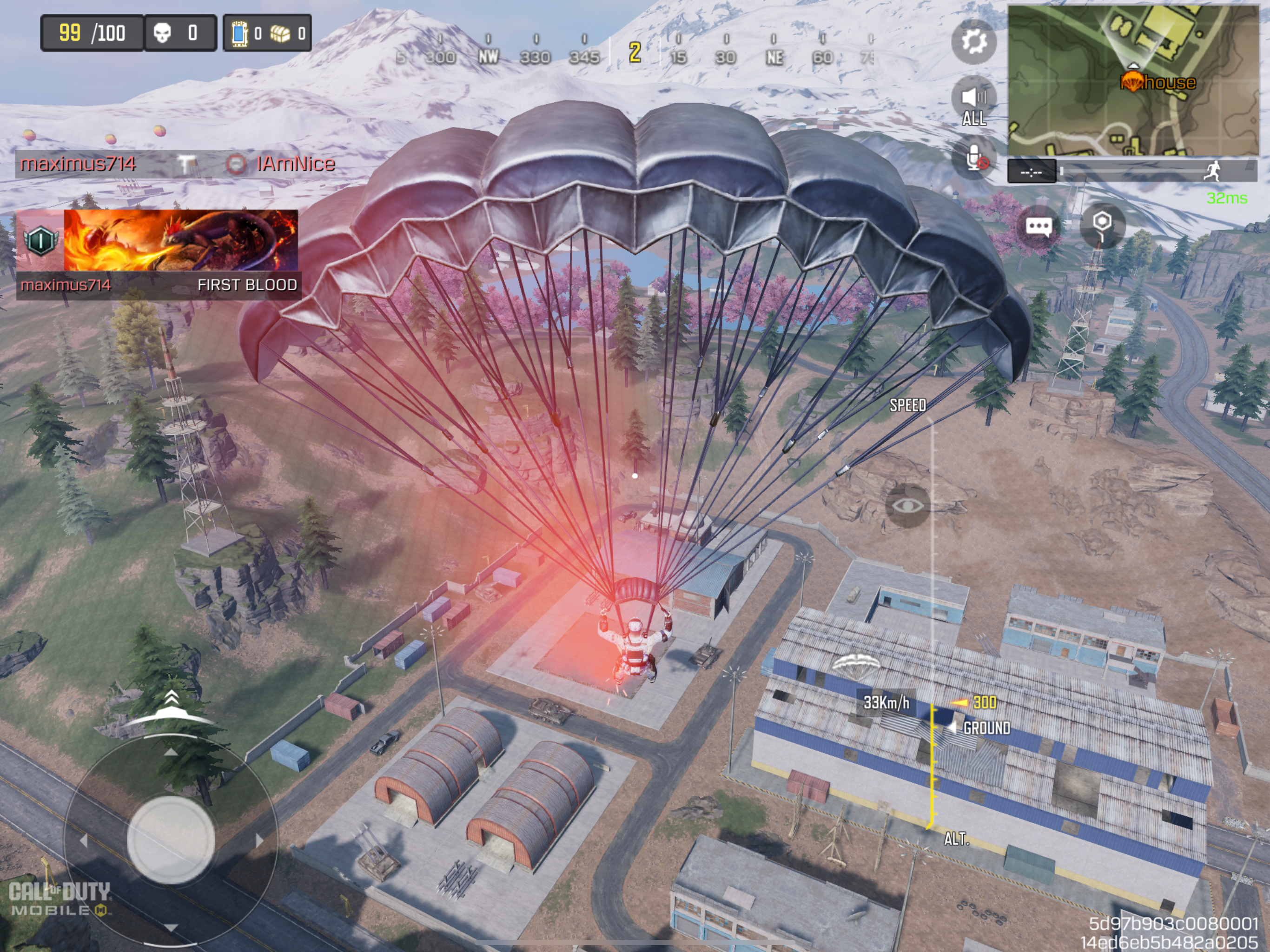 call of duty parachute landing