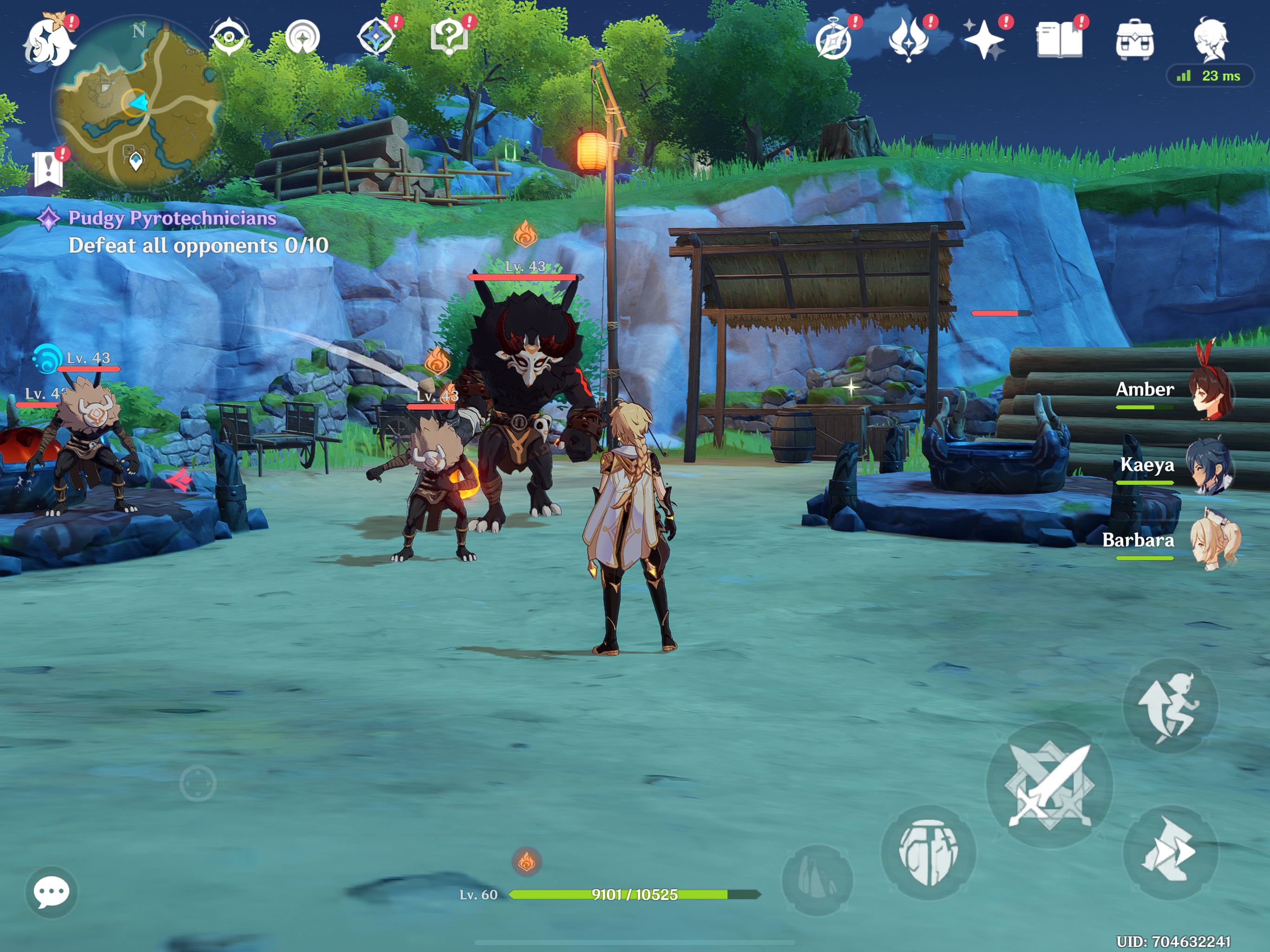 character facing enemies