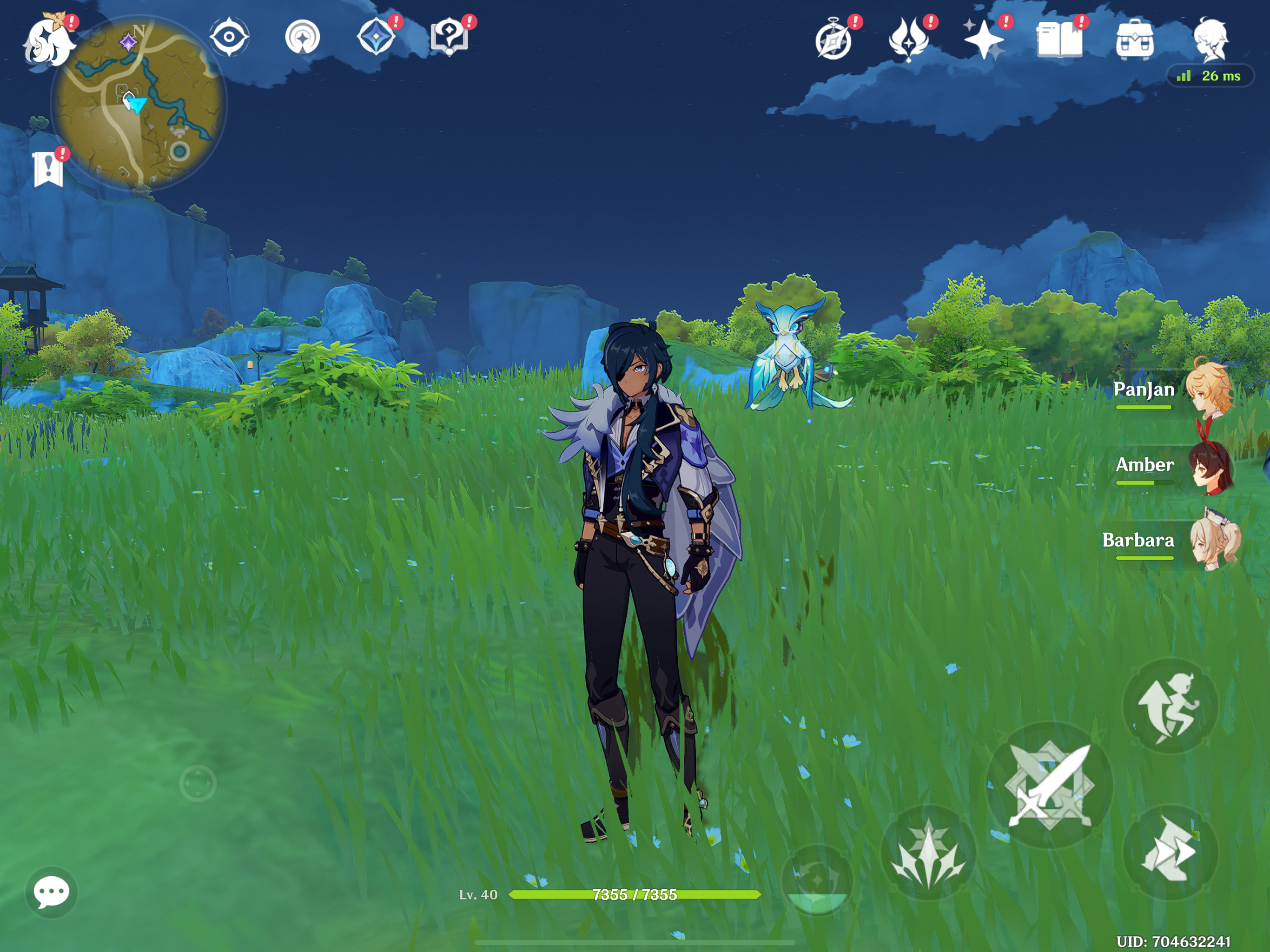 character in field night