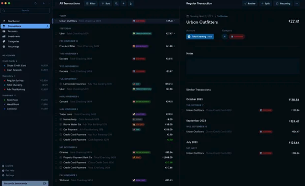 dark mode finance dashboard