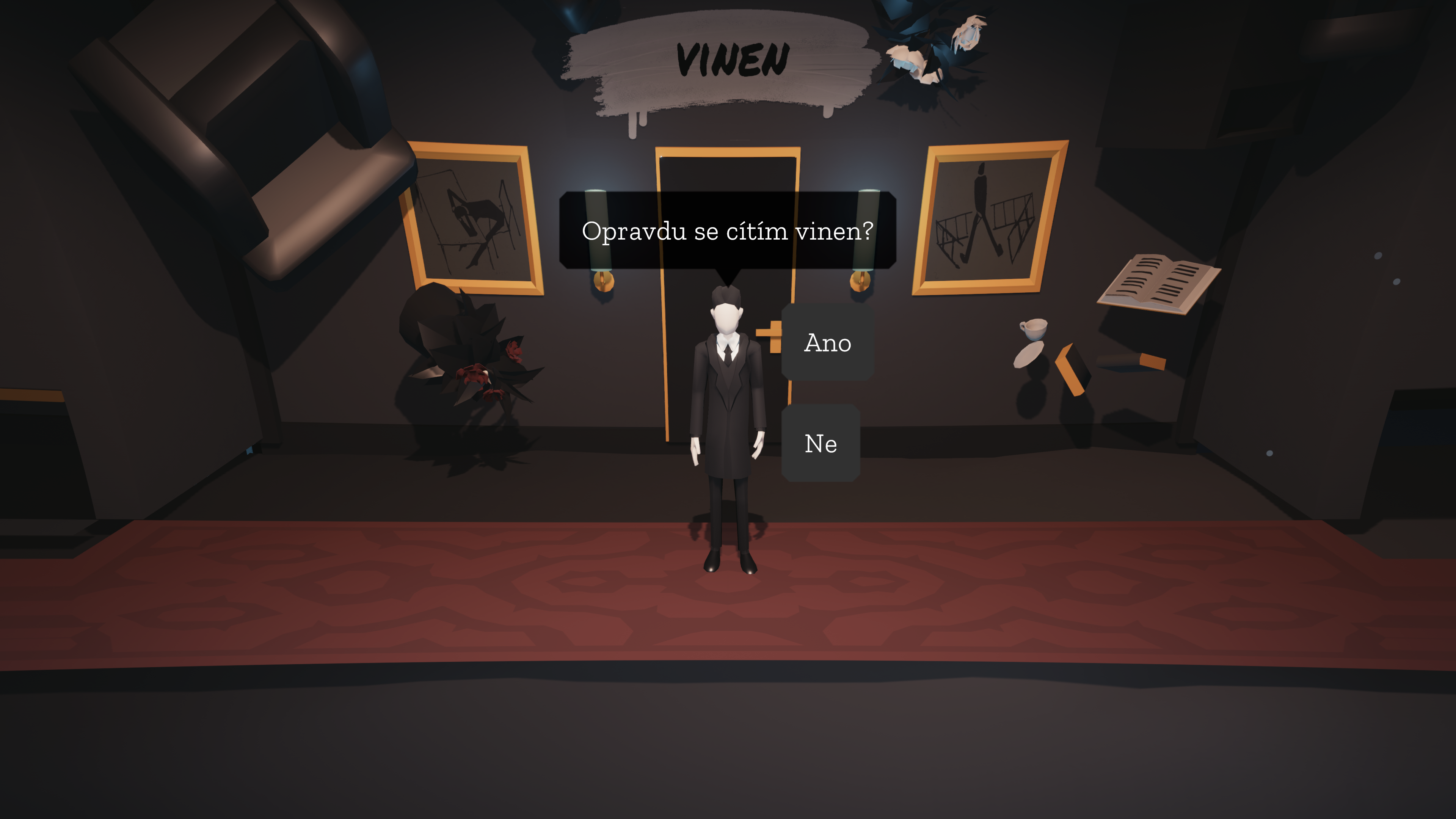 decision room with figure