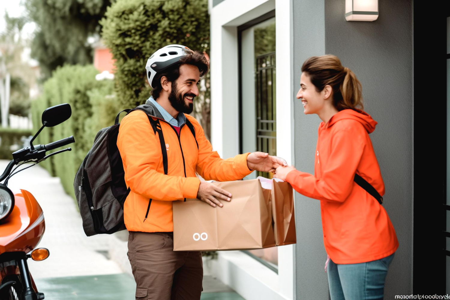 delivery person handing package