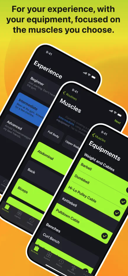 fitness app muscle selection