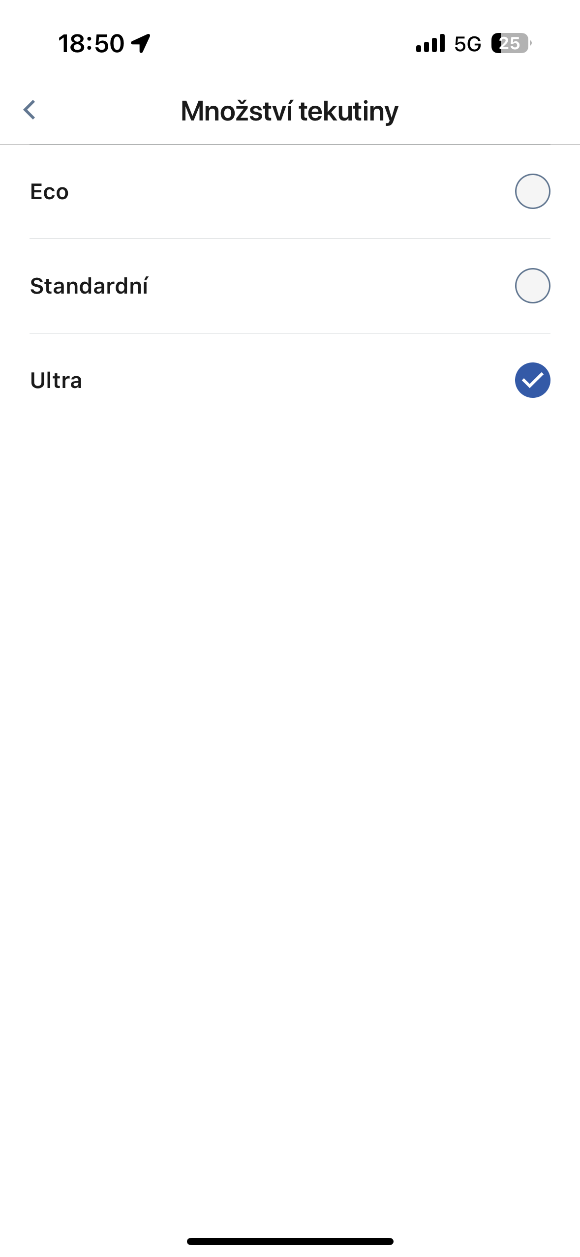 fluid amount settings