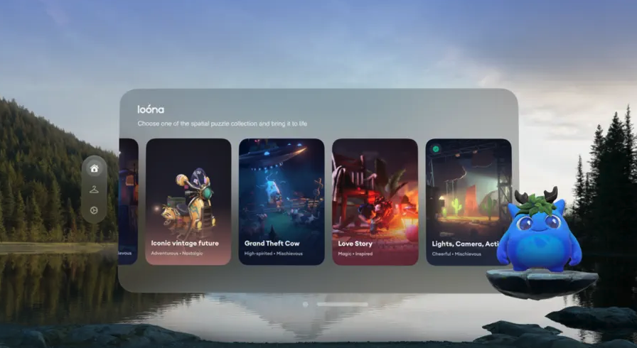 game selection on virtual screen