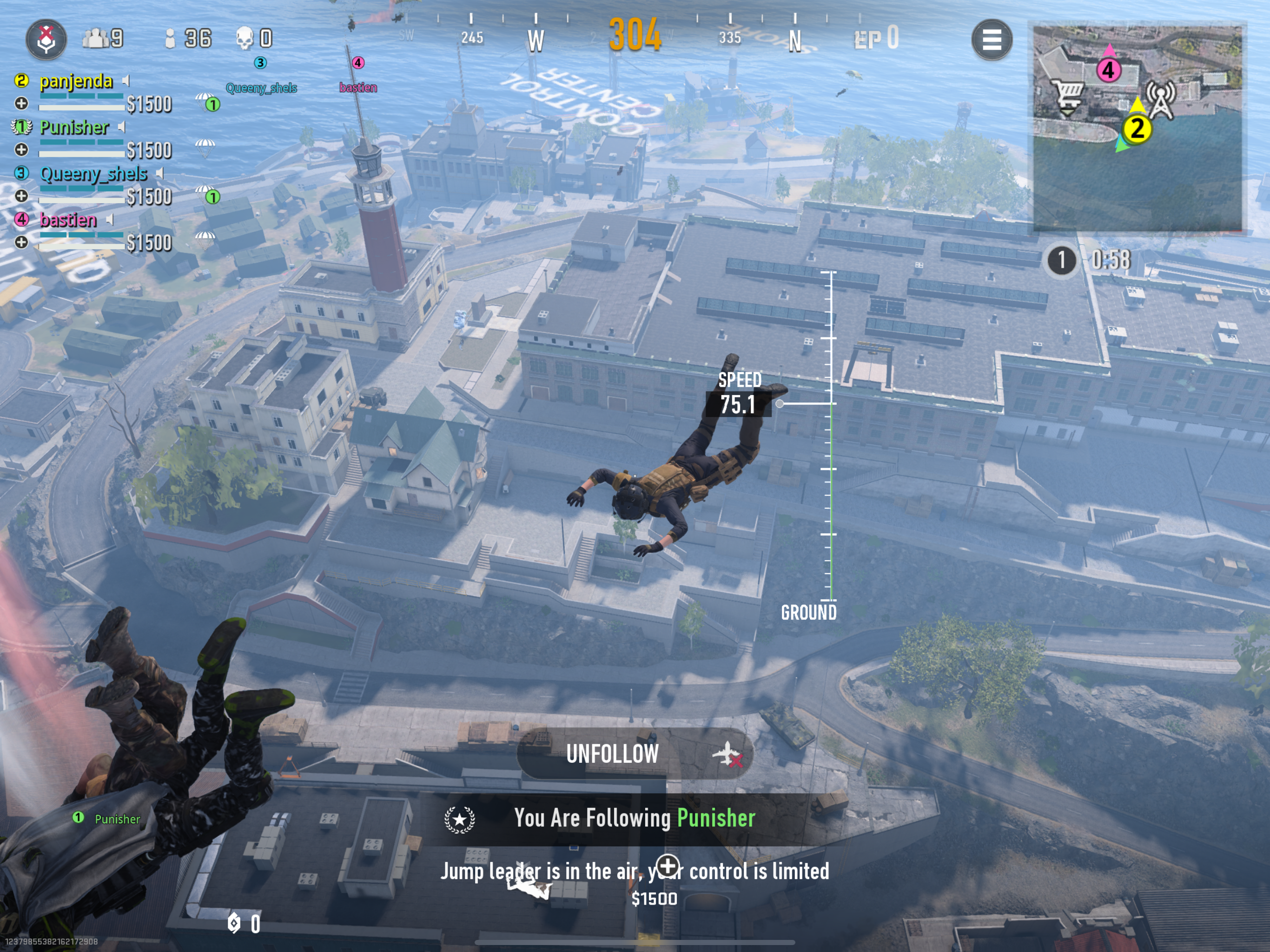 gameplay parachuting over city
