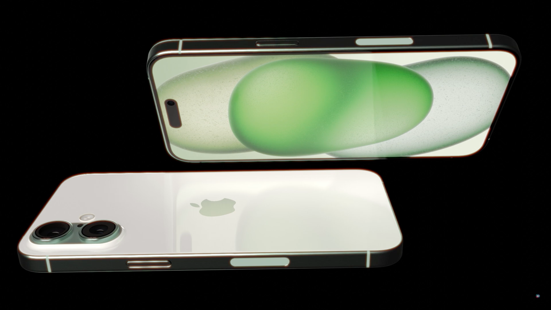 green smartphone dual view
