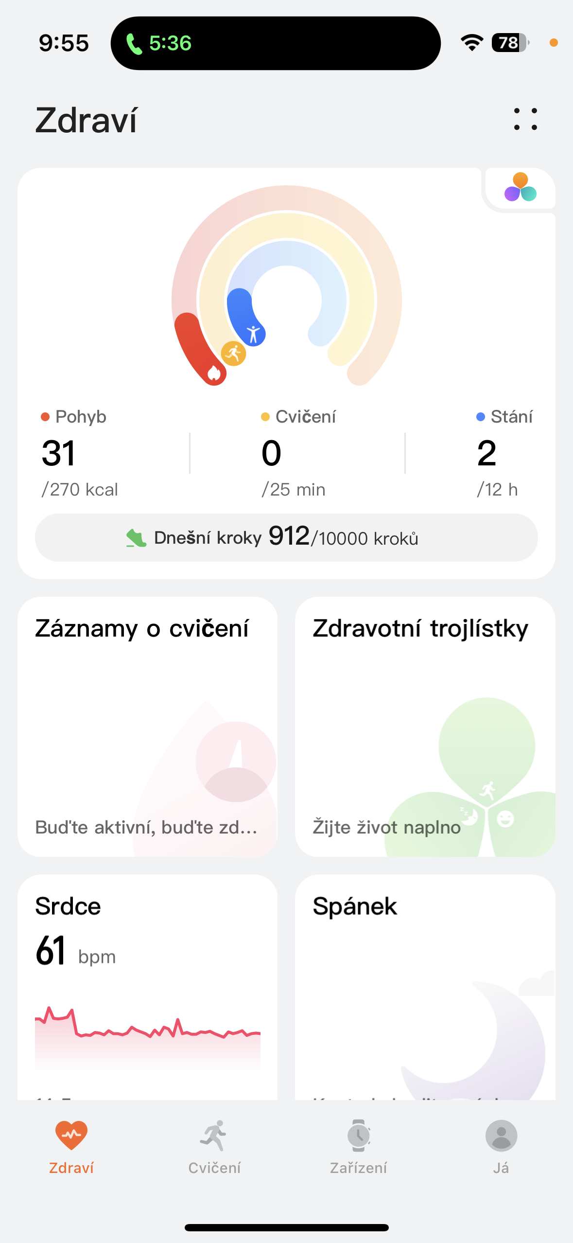 health app dashboard