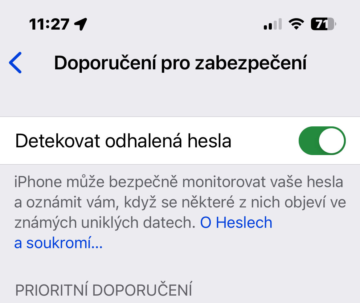 iPhone klicenka detekce odhalenych hesel 1