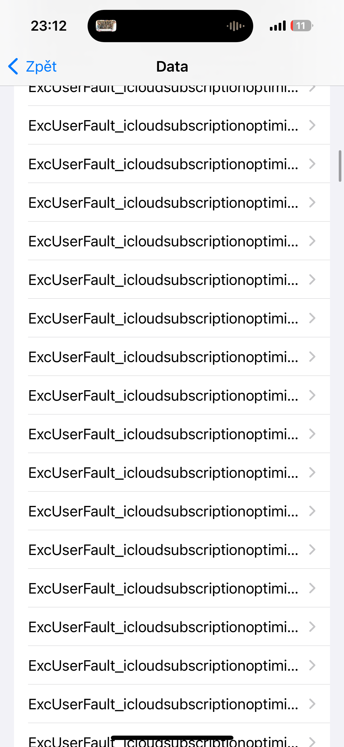 icloud error log list