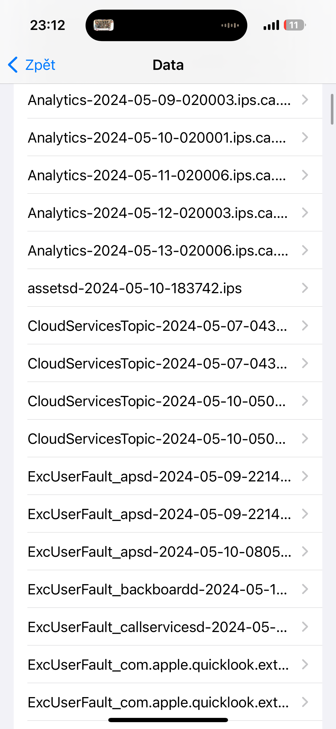icloud error log overview