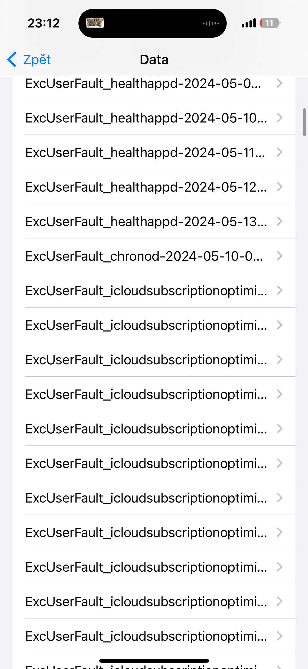 icloud error log summary