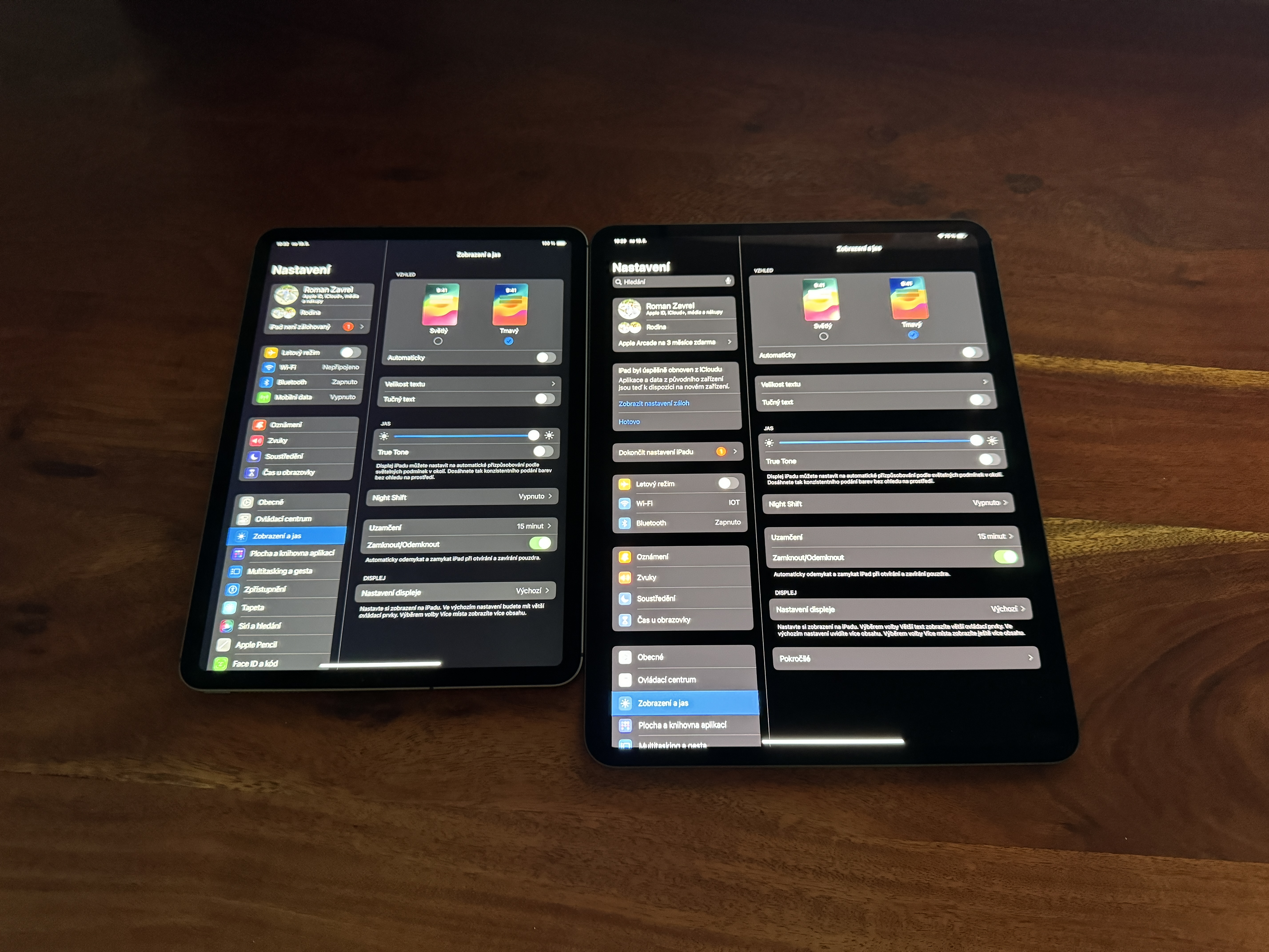 ipad settings comparison