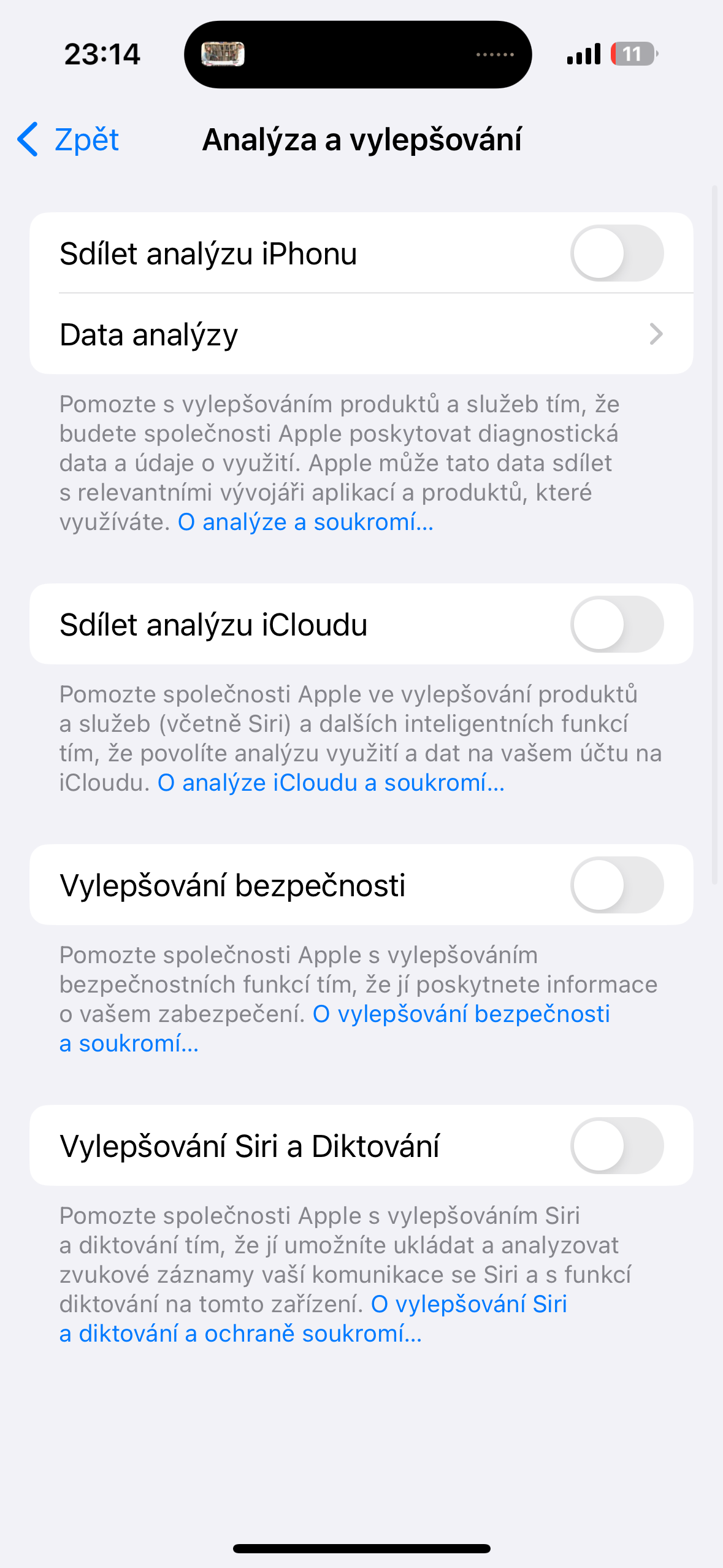 iphone settings privacy screen