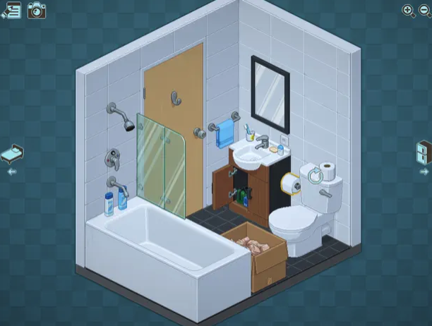 isometric bathroom with bathtub