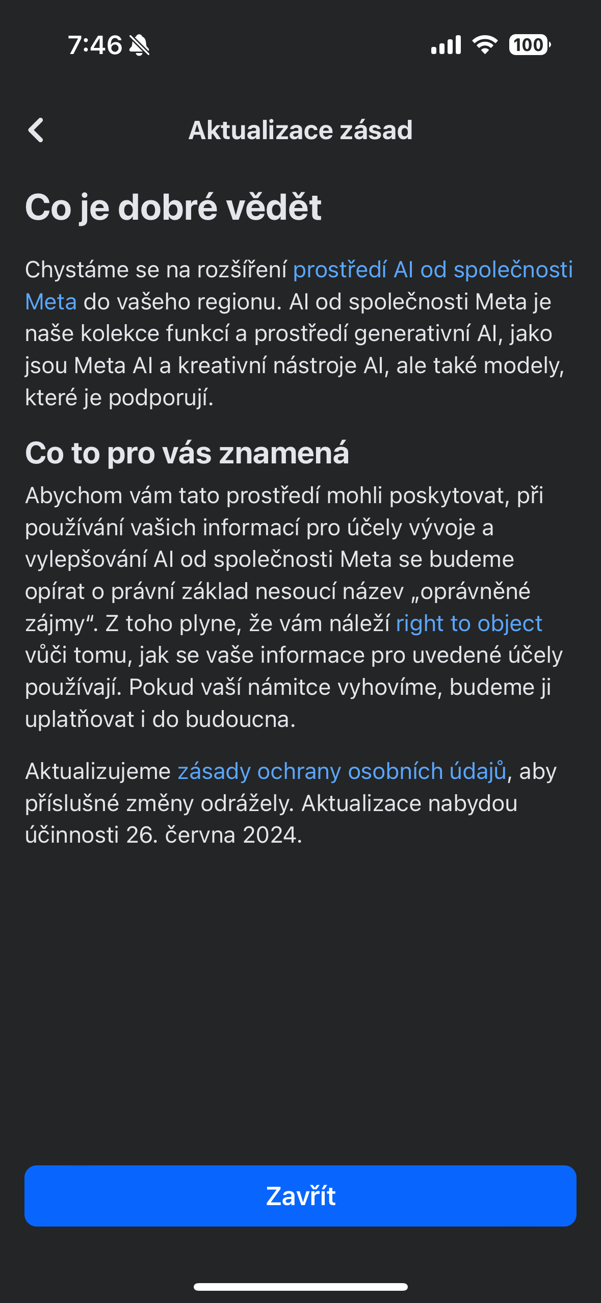 meta policy update notification
