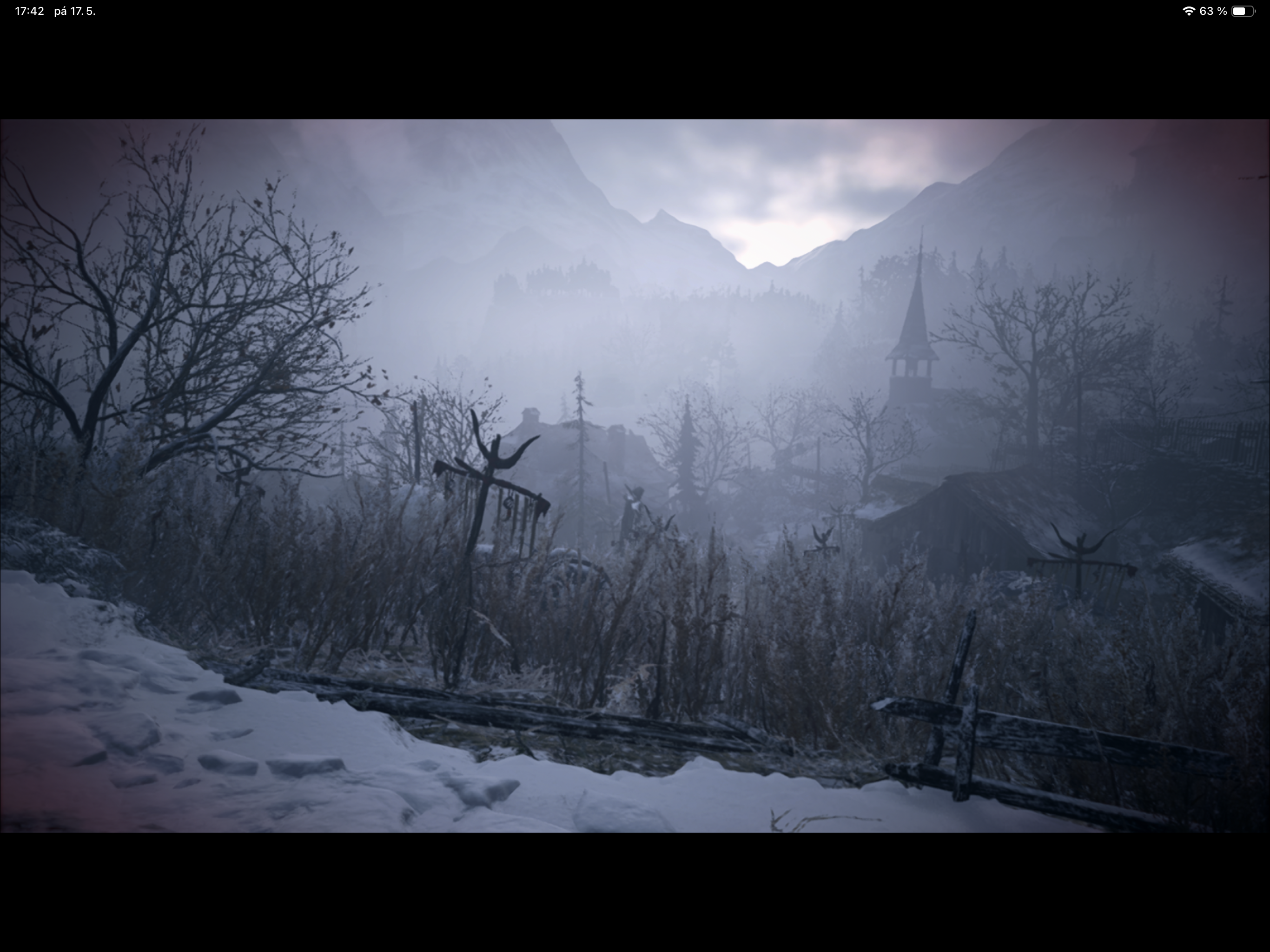 misty mountain village landscape