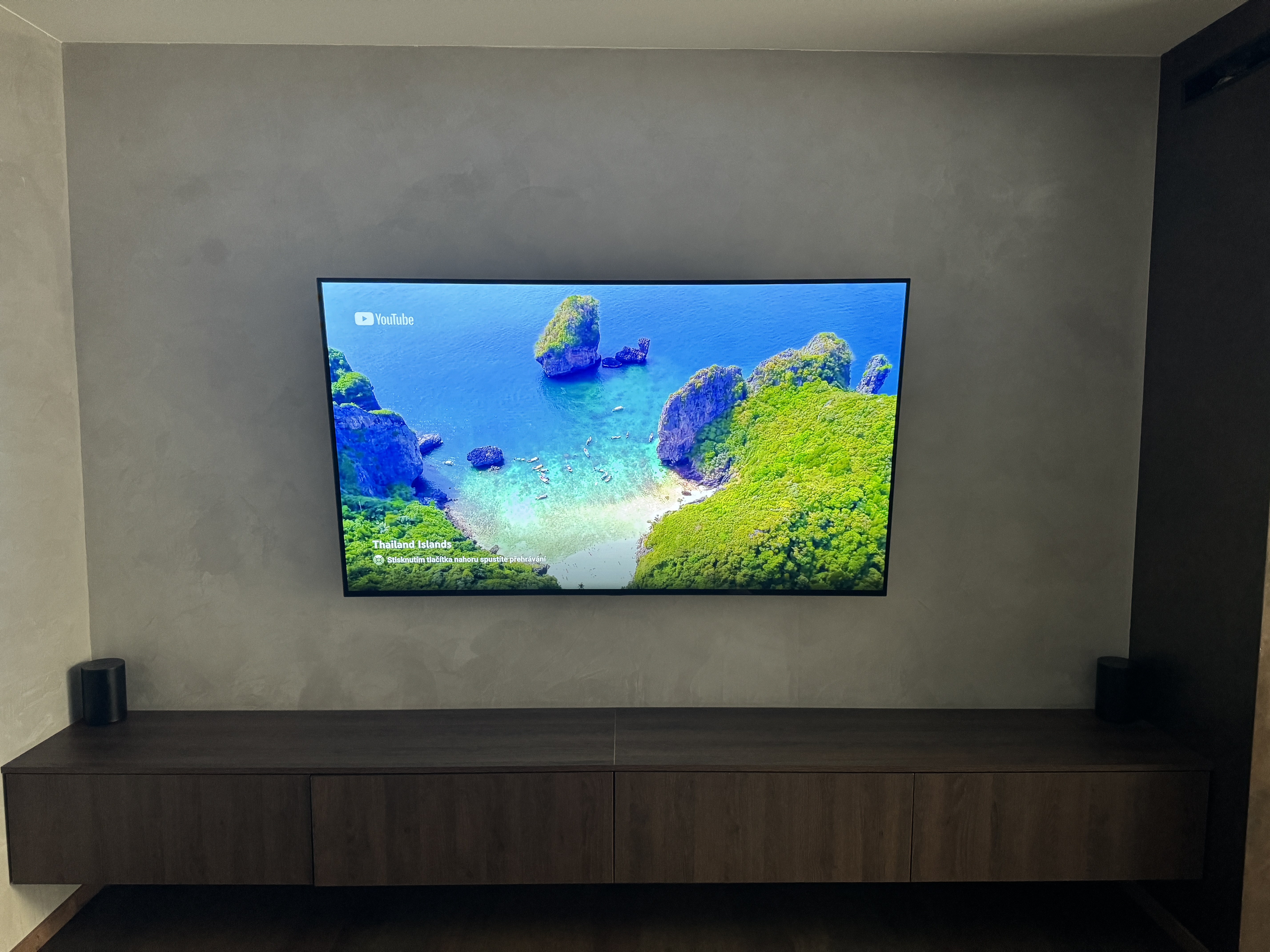 modern tv wall island view