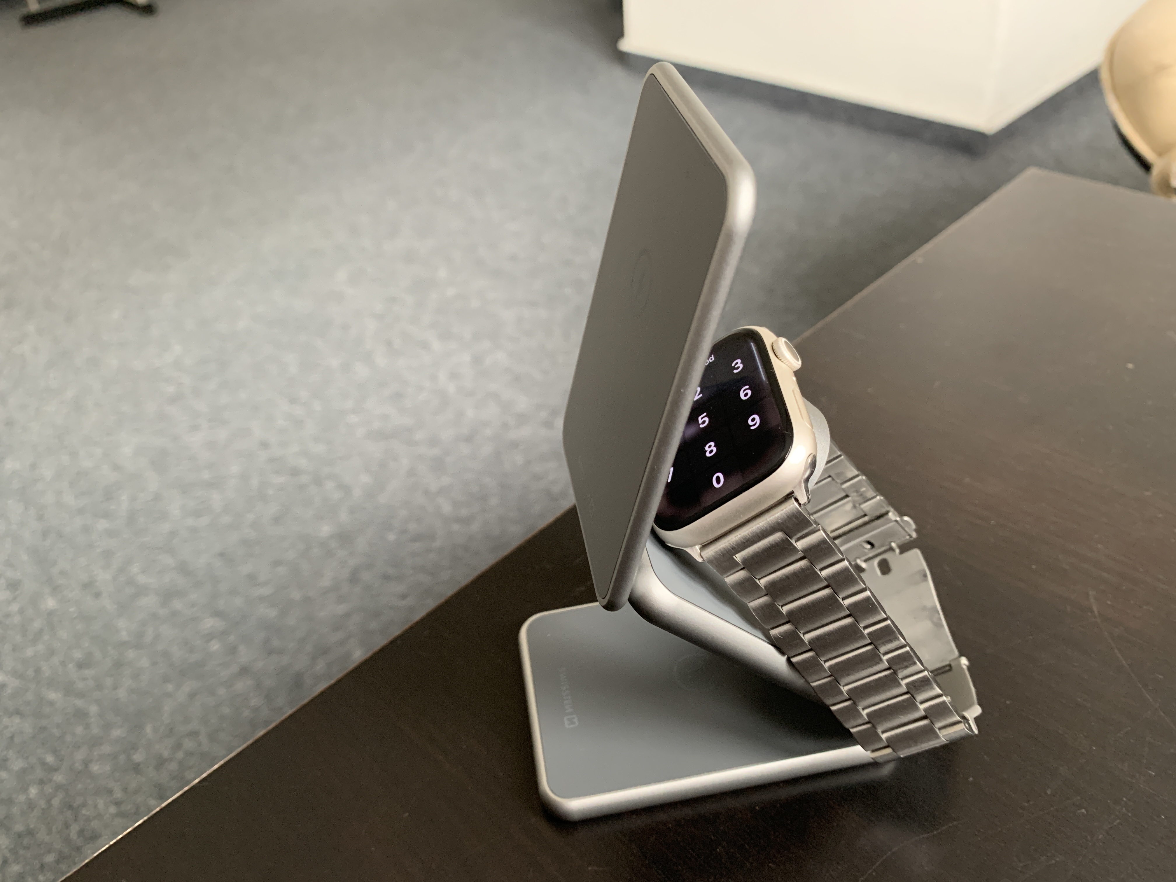 phone stand with smartwatch