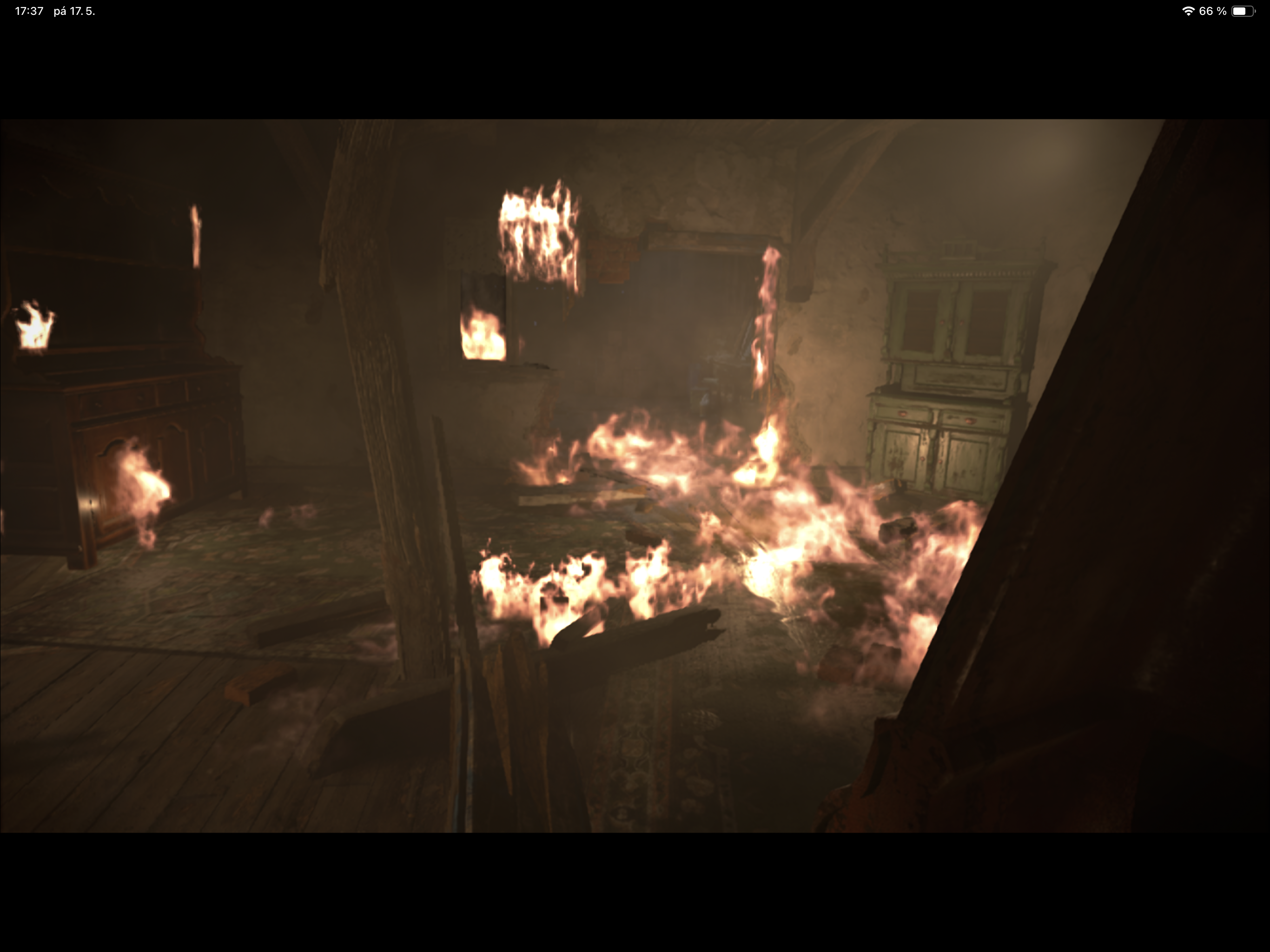 room engulfed in flames