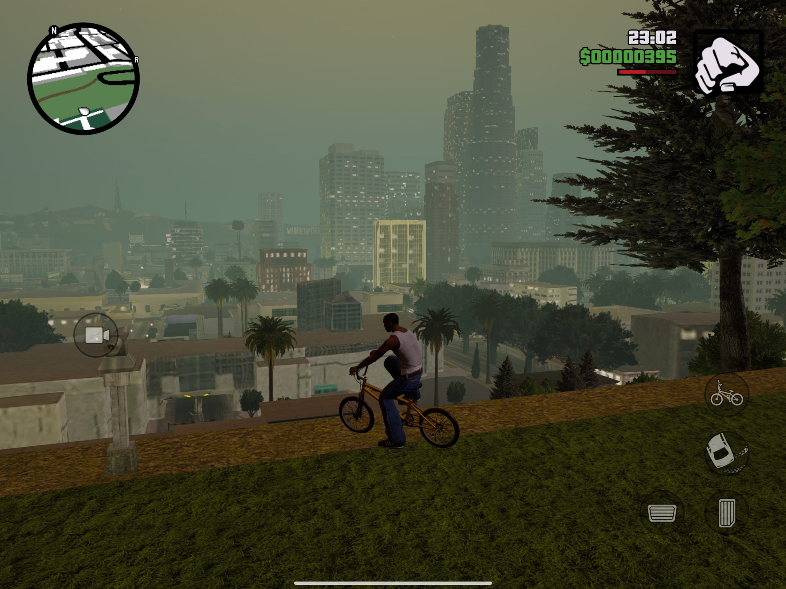 san andreas bicycle overlooking city