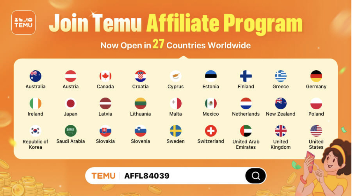 temu affiliate program countries