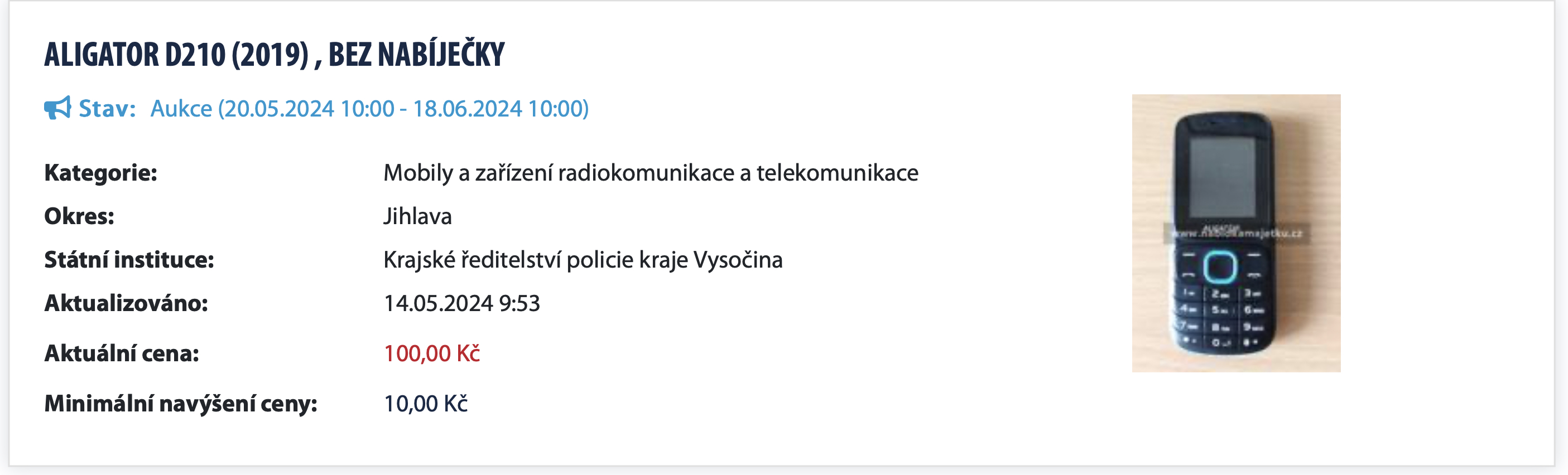 aligator d210 auction