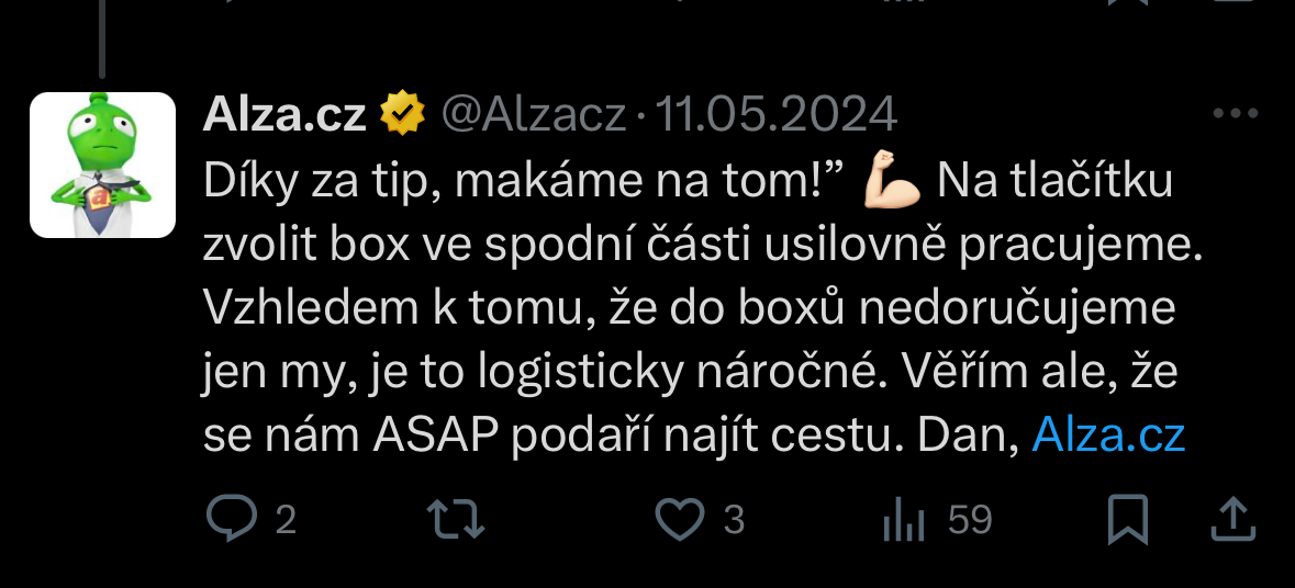 alza cz twitter response
